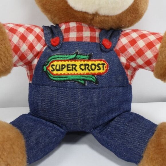 Vintage Super Crost Seed Teddy Bear Stuffed Animal Farmer Toy - Picture 3 of 7